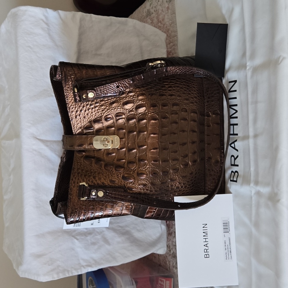 NWT BRAHMIN FIORA SHOULDER BAG IN GANACHE OMBRE MELBOURNE. - Picture 3 of 16